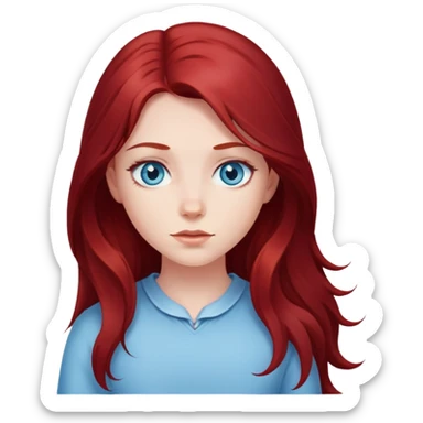 long dark red hair girl with light blue eyes sticker