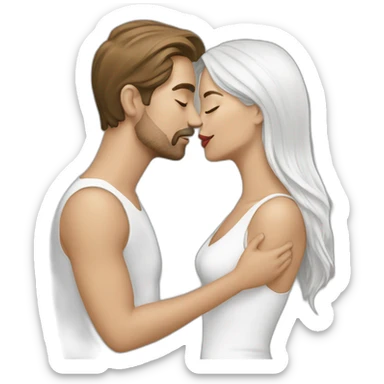 men kiss women white sticker