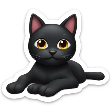 Cute black cat laying on a blanket sticker