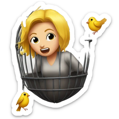 lady on wrecking ball breaking out of bird cage sticker