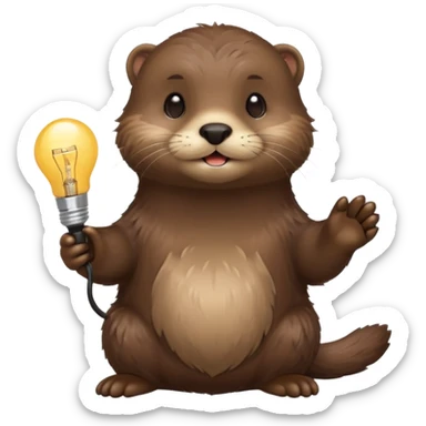 otter holding one lightbulb sticker