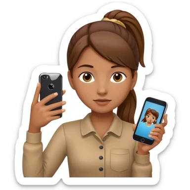 Ein Mädchen Mit einem Pferdeschwanz allerdings hatt es Braune Haare und ein Handy sticker