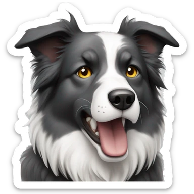 big and angry, gray and white, border collie sticker