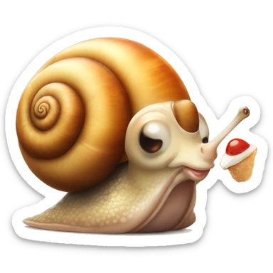 Cute snail eating chicken sticker