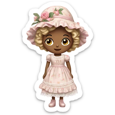 Pink pretty shabby chic doll sticker