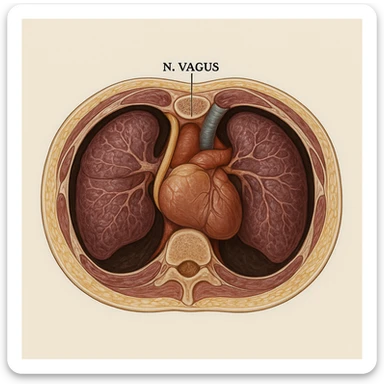 vagus nerve in transverse section of the thorax, hyper realistic 4K style, anatomical details, neutral background sticker