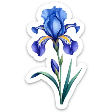 single Sky Blue Iris, straight stem sticker
