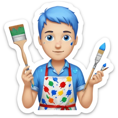 hold men blue eyes, apron painting scarf sticker