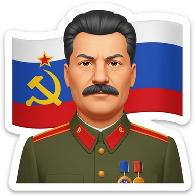 Joseph stalin ve arkasında Sovyetler birliği bayrağı sticker