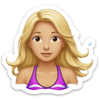triathlete long blonde hair woman swim sticker