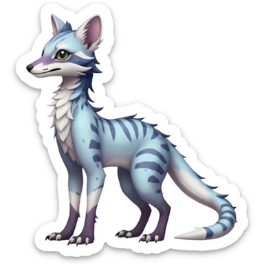 Feral Rare Fantasy dark pastel-white-gradients Vernid-Sergal-Genet-species by LiLaiRa, random markings, tufted ears, full body, 4 legs sticker