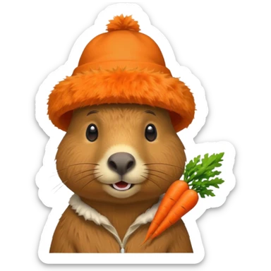 capybara wear carrot hat sticker