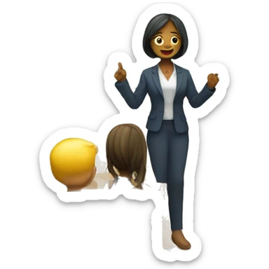 Children sit on chair and teacher teaches in classroom while standing sticker