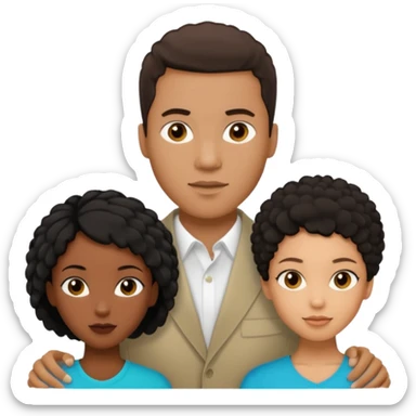 biracial half white half black American man with short brown hairwith two black african women both are African one is light skin black and one is medium tone black with african hair styles sticker