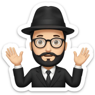 rabbi with a black hat, glasses, and blackish beard, flying to israel sticker