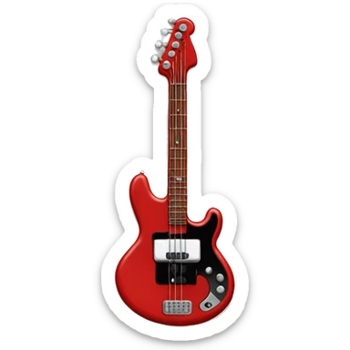 Red bass guitar with black star in the middle  sticker