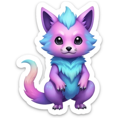 Epic Edgy Cute Colorful Pastel Nebula Modern Vernid-Protogen-creature-animal, full body sticker