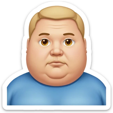 fat man with middle part sticker