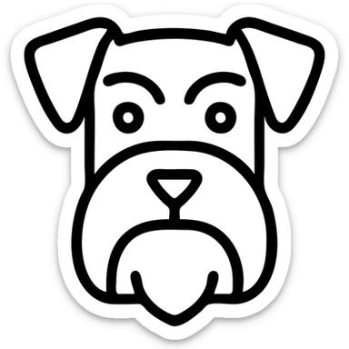 minimal icon of white schnauzer dog with clean lines sticker