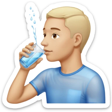 light man in profile drinking water sticker