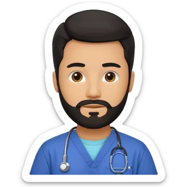 male with a scrubs and blanck hair and tan skin and beard sticker