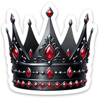 black gothic crown with red glittery rubes  sticker