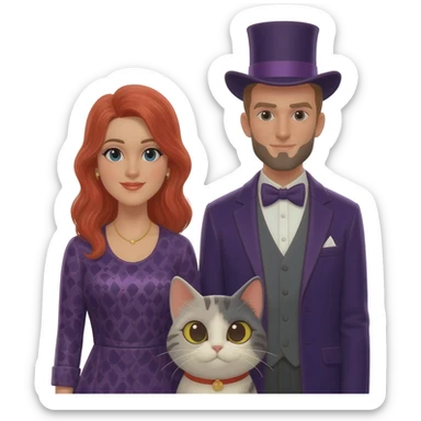 magician couple and their pet cat sticker