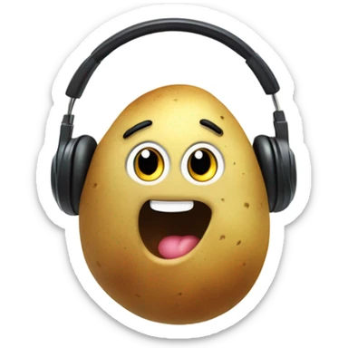 Cute potato wearing headphones  sticker