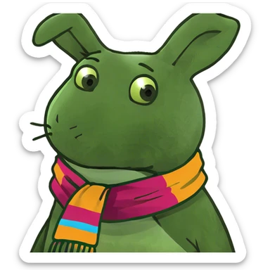 The muddy bunny but with the text above saying mellow  sticker