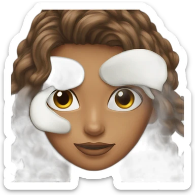 beatiful brunette with big sticker