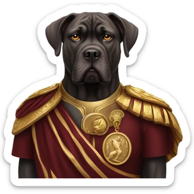 A burgundy-colored Cane Corso as the emperor of Rome. sticker