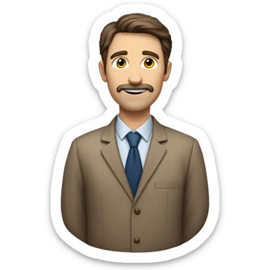 a teacher man of natural science, brown hair, full body not just the face sticker