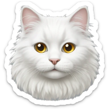 White fluffy cat sticker
