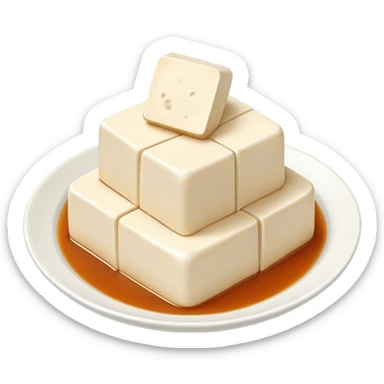 Cinematic Realistic Silken Tofu Dish Emoji, depicted as soft, smooth tofu in a delicate sauce rendered with lifelike detail and gentle, natural lighting. sticker