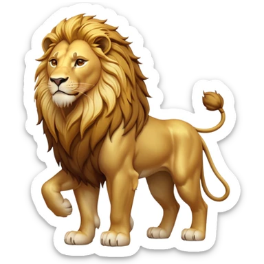 cinematic-lion-realistic-full-body-standing-emoji,-muscular-frame-exuding-royal-confidence,-majestic-mane-flowing-in-the-wind,-head-tilted-dramatically,-sleek-golden-fur,-piercing-eyes-filled-with-untamed-wisdom,-simplified-yet-realistic-focused-features,-highly-detailed,-glowing-with-an-almost-sarcastic-glow sticker