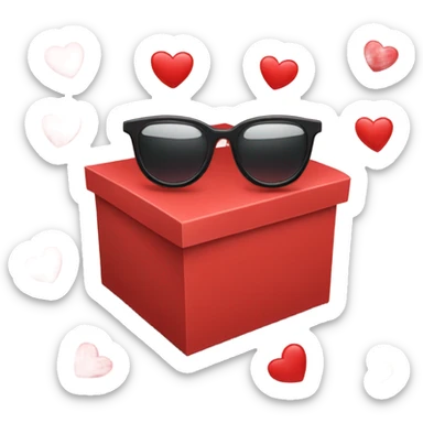 smart box with glasses on a big red heart sticker