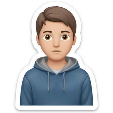 Kjekk gutt (lys i huden) som har pynta seg. Har på seg Jeans og grå hette genser og håret skal være  midtskill og fargen på håret er brunt sticker