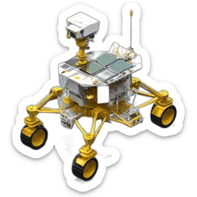 Yutu rover, four-wheeled, small golden Satellite Antenna and two robotic Arms equiped，isometric sticker