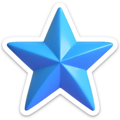 glossy 3D blue star sticker