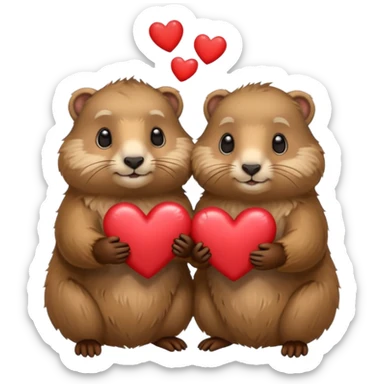Couple de marmotte avec des coeur  sticker