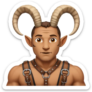 man with goat horn sticker