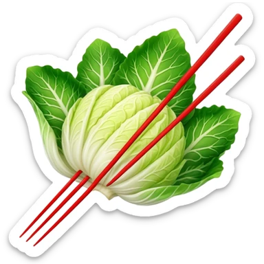 napa cabbage with chopsticks vivid bright red color sticker