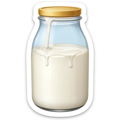 a jar of milk but the top is sticky and its dripping sticker