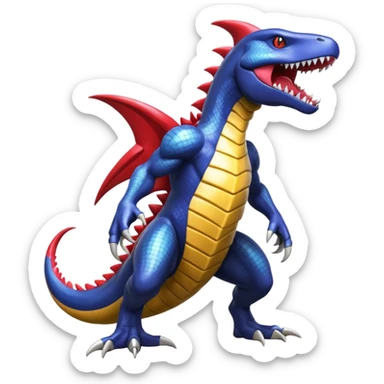 Shiny Exotic Colorful epic Garchomp-Koraidon-Fakémon-hybrid-creature (full body)  sticker