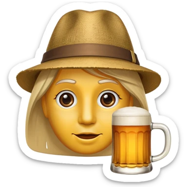 Erstelle das WhatsApp Emoji "zwinkerndes Gesicht" mit Bierkrug und Hut sticker