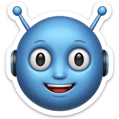 cheerful chatbot emoji with antennae and a friendly expression sticker