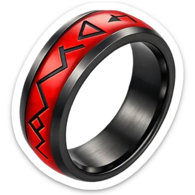 Black iron ring with glowing red rune, gothic iOS-style emoji, dramatic lighting sticker