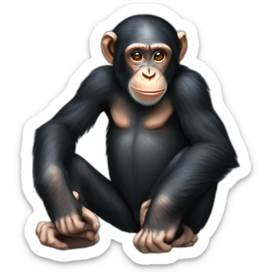 Chimpanzee sitting, no tail sticker
