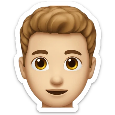 Garçon cheveux lisses marron yeux marron peux beige sticker
