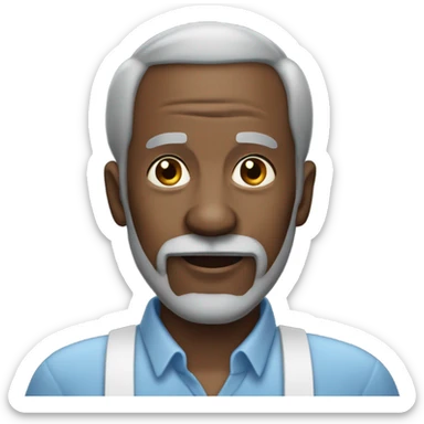 Seventy years old black man with balled head and short grey beard  sticker